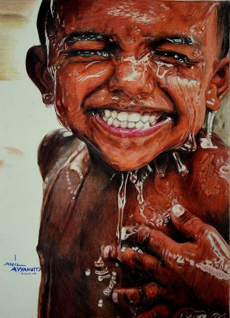 EMERSION " colour pencil painting by anil ayyakutty on Behance 얼굴 드로잉, People Of The World, 인물 사진, Happy People, Too Faced, Beautiful Smile, Photo Contest, Life Is Beautiful, Beautiful World