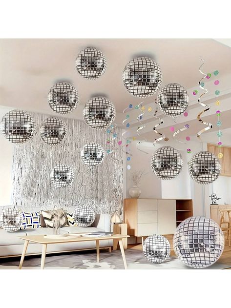 32pcs, Silvery Disco Ball Balloons, Metallic Disco Mirror Balloon, 70s 80s Disco Dance Party Decor, Scene Decor, Room Decor, Birthday Party Supplies, New Year Party Decoration, Wedding Decoration,ChristmasI discovered amazing products on SHEIN.com, come check them out! Disco Ball Balloons, Dance Party Decor, Ball Balloons, Los 70s, 80s Dance, Disco Birthday Party, 80s Disco, New Year's Party Decorations, Dance Parties