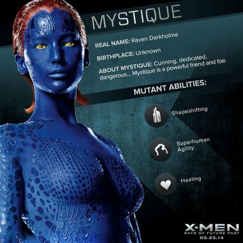 The mutants of X-Men - CBS News Mystique Jennifer Lawrence, Jennifer Lawrence X Men, X Men Funny, Men Character, Character Posters, Fantastic 4, X Men Evolution, Days Of Future Past, Comics Love