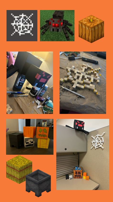 Made these to decorate my work cubicle/ desk Feng Shui Cubicle, Holiday Cubicle Decor The Office, Office Cubicle Plants Work Desk, Cubicle Signs, Cubicle Bush Furniture, Minecraft Halloween, Work Cubicle, Cubicle, Minecraft