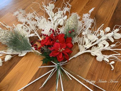 The topper is ready to be attached to the tree. Designer Christmas Tree, Poinsettia Tree, Diy Tree Topper, Xmas Tree Toppers, Designer Christmas, Christmas Tree Topper Bow, Diy Christmas Tree Topper, Tree Topper Bow, Elegant Christmas Trees