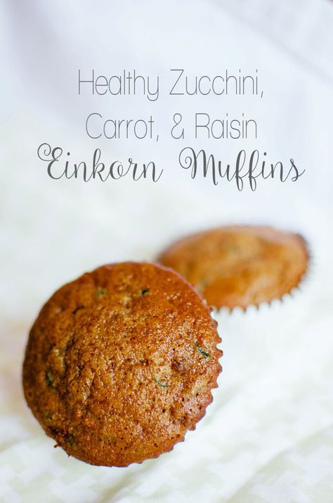 RECIPE | Healthy Zucchini, Carrot, & Raisin Einkorn Flour Muffins (1) Ancient Grains Recipes, Einkorn Bread, Zucchini Carrot, Einkorn Recipes, Grain Recipes, Einkorn Flour, Wheat Recipes, Healthy Zucchini, Zucchini Muffins