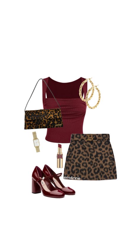 cherry red x leopard Style Inspo Summer, Leopard Print Outfits, Leopard Outfits, Red X, Vegas Outfit, Classic Style Outfits, Cute Preppy Outfits, Red Outfit, Casual Style Outfits