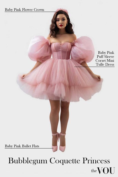 Birthday Wear Outfits, Bubblegum Coquette, Pink Tutu Outfit, Event Clothes, Princess Dress Short, Birthday Frocks, Coquette Princess, Dressing Tips, Birthday Shots