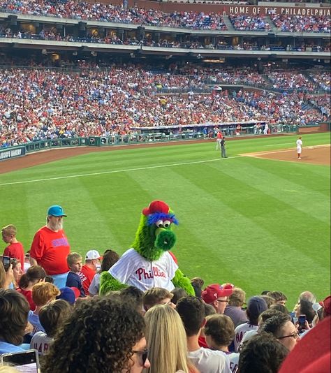 #phillies #sports #aesthetic Phillies Aesthetic, Baseball Game Aesthetic, Phillie Phanatic, Game Aesthetic, Sports Aesthetic, Baseball Game, Baseball Games, American Girl, Soccer Field