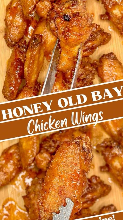 If you love chicken wings you're going to love my Honey Old Bay Chicken Wings! These crispy fried wings are sweet and spicy! They are sure to be a hit at your next game night or Memorial Day party! Old Bay Lemon Pepper Wings, Nascar Snacks, Wingettes Recipe, Honey Old Bay Wings, Pitboss Recipes, Wings Recipe Crispy, Old Bay Chicken Wings, Chicken Wing Party, Old Bay Chicken