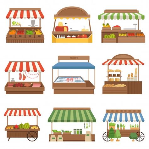 Fruit Market Design, Fruit Stall, Vegetable Market, Geometric Origami, Old Paper Background, Outdoor Shop, Fruit Shop, Farm Food, Fruit Stands