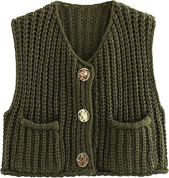 Vest For Women, Urban Chic Fashion, Knitted Vest, Pocket Cardigan, Sleeveless Cardigan, Mode Chic, Cardigan Vest, Knit Vest, Crochet Cardigan