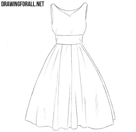 How To Draw A Dress Step By Step Simple Dress Drawing Ideas, Dress Design Sketches Simple, Shirt Sketch Drawing, Draw A Dress, Dress Drawing Easy, Dresses Drawing, Beginners Drawing, Sketches Fashion, Easy Sketches