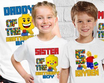 Family lego shirts | Etsy Legoland Family Shirt Ideas, Legoland Family Shirts, Legoland Shirts For Family Birthday, Lego Birthday Tshirt Ideas, Cricut Lego Birthday Shirt, Lego Family, Lego Shirts, 5th Birthday, Lego