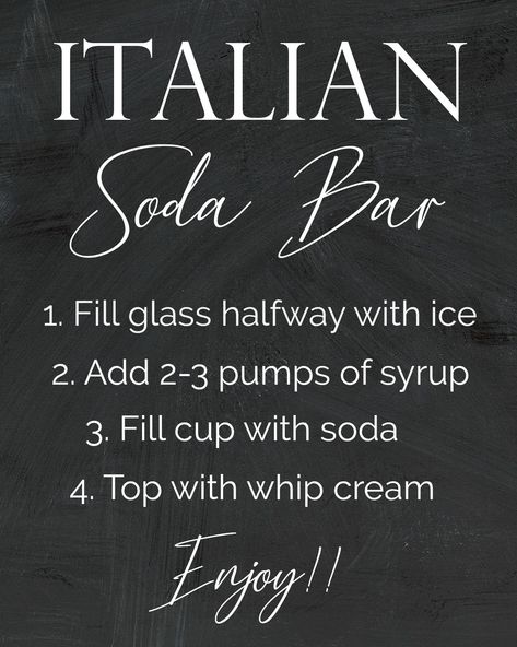 Italian Soda Bar Sign, Soda Bar Sign, Uw Graduation, Italian Soda Bar, Italian Sodas, Soda Bar, Italian Soda, Soda Recipe, Bar Menu