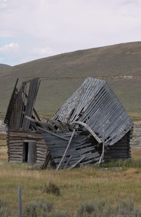 Time has not been kind to this old barn... Old Farm Buildings, Demolished Buildings, Maria Martin, Abandoned Shed In The Woods, Destroyed Buildings Ruins, Old Abandoned Farmhouses, Abandoned Farmhouse, Location Unknown, Old Abandoned Buildings