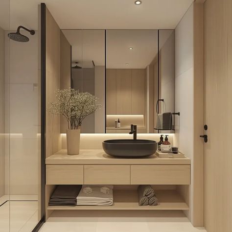 Japandi Bathrooms, Japandi Wood, Japandi Bathroom Design, Modern Zen Bathroom, Japandi Aesthetic, Japanese Style Interior, Bathroom Japandi, Japanese Style Bathroom, Asian Bathroom