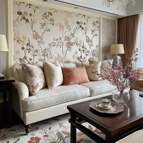 17+ Exquisite Wallpaper Designs for a Timelessly Classy Living Room • 333+ Images • [ArtFacade] Budget Friendly Living Room Ideas, Wall Papering Ideas Living Room, Home Design Bedroom, Warm Home Aesthetic, Aesthetic Eclectic, Budget Friendly Home Decor, Room Wallpaper Designs, Budget Friendly Living Room, Inspo Wall