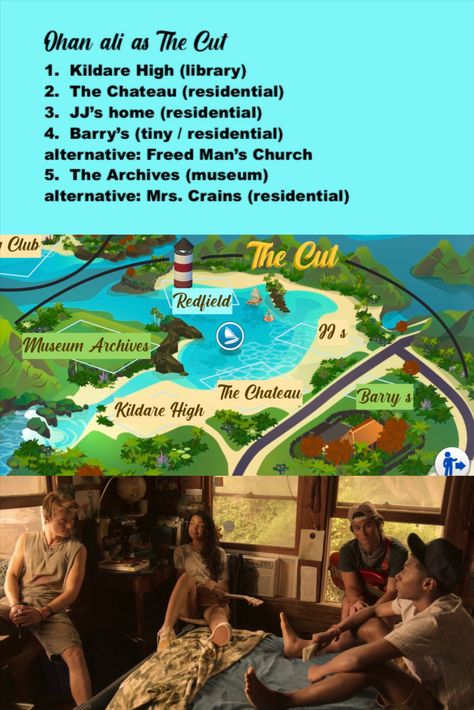 Bring popular locations from the hit Netflix series "Outer Banks" to your Sims 4 "Island Living" map, Sulani.  #outerbanks #poguelandia #kooksvspogues #p4l #sims4sulani #sims4islandliving #sims4mapidea Bloxburg Outer Banks, Sims 4 Outer Banks, Sims 4 Island Living Cc Maxis Match, Outer Banks Map, Sims 4 Island Living, Watching Outer Banks On Tv, Outer Banks Filming Locations, Minecraft Village, Sims 4 Challenges