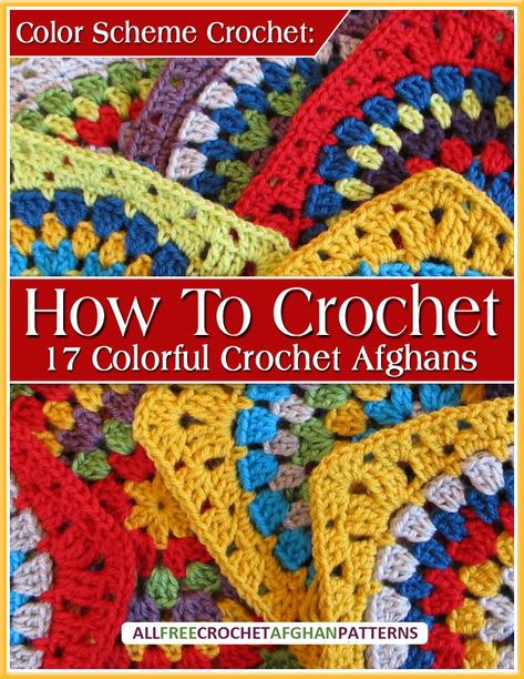 Colorful designs and patterns fill the Color Scheme Crochet How To Crochet 17 Colorful Crochet Afghans eBook to create a rainbow of free crochet afghans for all ages. From granny square patterns to crochet baby blankets, to full crochet afghan patterns, colorful crochet has never been more exciting. Spice up your life by buying some vibrant and gorgeous yarn to start one of these free crochet patterns. Learn how to crochet colorful patterns with this collection and you won't be able to put your Crochet Color Schemes, Organizing Yarn, Bright Crochet, Crochet Throw Pattern, Yarn Organization, Crochet Afghan Patterns Free, Crochet Book, Crochet Afgans, Crochet Blanket Afghan