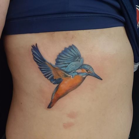 A Kingfisher done by @kristylynneart, in colour realism. This piece gives one the feeling that the bird is in movement, captured beautifully as a tattoo. This piece includes deep blues, both prominent in the shaded areas, and softer in some areas, and a contrasting orange. Kingfisher Tattoo, Liner Tattoo, Mama Tried, Blue Tattoo, Lily Tattoo, Bird Tattoo, Chest Piece, Realism Tattoo, Nature Tattoos