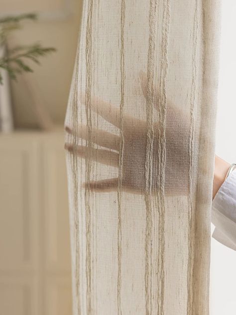 Designed with distinctive rich linen texture in a neutral tone, and handcrafted by skilled artisans, our Paula sheer curtain adds a crisp and chic style to any room. It perfectly balances the light and privacy, creating an airy and breathable space for your room. Each panel is sold separately, if you need a pair, please take 2. - - - - - - - - - - - - - - - - - - - - - - - - - - - - - SPECIFICATION * Measurement: Various sizes (Made-to-measure service available) * Material: 30% linen 70% polyest Natural Curtains, Extra Long Curtains, Curtain For Bedroom, Beige Curtains, Curtain Headings, Striped Curtains, Net Curtains, Long Curtains, Curtain Texture