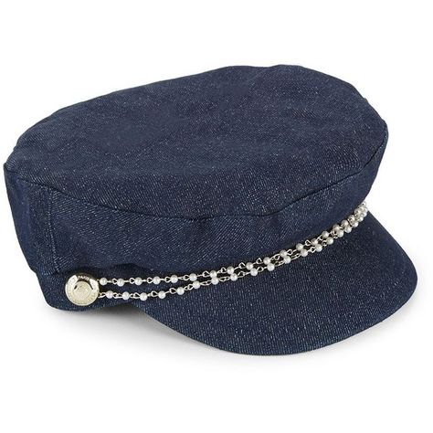 Karl Lagerfeld Denim Newsboy Cap ($25) ❤ liked on Polyvore featuring accessories, hats, news boy cap, beaded hat, denim newsboy cap, news boy hats and baker boy News Boy Cap, Feminine Earrings, Denim Cap, Retro Hats, Beaded Hat, Denim Projects, Baker Boy, Corset Belt, Boy Hat