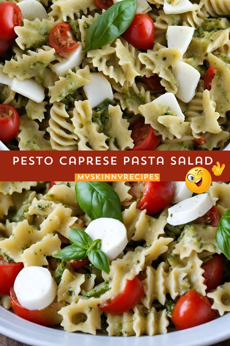 Delight your taste buds with this vibrant Pesto Caprese Pasta Salad 🍽️🌿 Bursting with flavors of cherry tomatoes 🍅, creamy mozzarella 🧀, and aromatic basil pesto 🌿, this refreshing salad is perfect for picnics, potlucks, or a quick weeknight dinner. Ready in under 30 minutes ⏱️, it's a crowd-pleaser that will leave everyone asking for seconds! #myskinnyrecipes #PastaSalad #Caprese #EasyRecipes Penne Pasta Salads, Spicy Peanut Noodles, Broccoli Pasta Bake, Mozzarella Balls, Pesto Dressing, Caprese Pasta Salad, Caprese Pasta, Pesto Pasta Salad, Broccoli Pasta