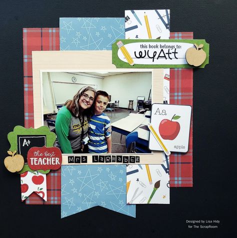 Teacher Scrapbook Ideas, Teacher Scrapbook, School Layouts, School Scrapbook Layouts, Teacher Projects, Teacher Photo, Paper Owls, Creative Memories Scrapbooking, School Scrapbook