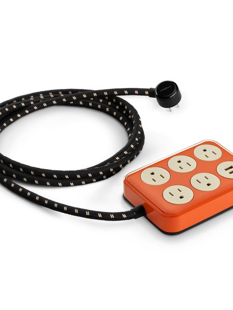 16 Extension Cords and Power Strips You’ll Actually Like Looking At From Across the Room | Architectural Digest | Architectural Digest Cute Extension Cord, Floor Outlet, Boho Space, Extension Cords, Modern Extension, Cord Cover, Braids With Extensions, Cube Design, Container Store