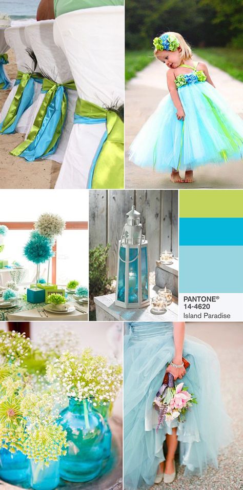 Turquoise And Lime Green Wedding, Lime Green Wedding Theme, Wedding Seating Arrangements, Blue And Green Wedding, Lime Green Weddings, Wedding Color Themes, Wedding Colors Spring, Blue Green Wedding, Pantone 2017