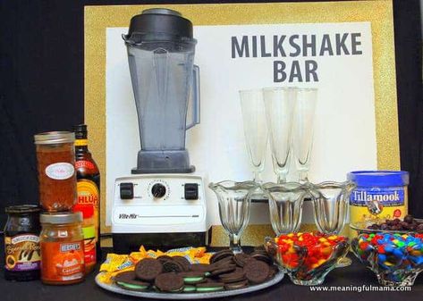 1-#milkshakerecipes #milkshake bar unique dessert ideas-023 Milkshake Bar Ideas, Milkshake Party, Birthday Brunch Ideas, Build Your Own Bar, 12th Birthday Party Ideas, Kids New Years Eve, 50's Diner, Milkshake Bar, Diner Party