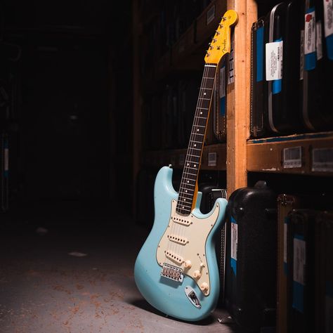 Daphne Blue Stratocaster, Beautiful Instruments, All My Loving, Fender Strat, Electric Guitar Design, Guitar Obsession, Guitar Photography, Classic Guitar, Fender Custom Shop