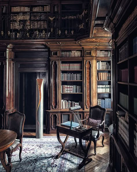 Malfoy Manor Library, Headmistress Aesthetic, Castle Aesthetic Interior, Dark Academia House, Academia House, Malfoy Manor, Dark Academia Interior, Aesthetic Interior, Castle Aesthetic