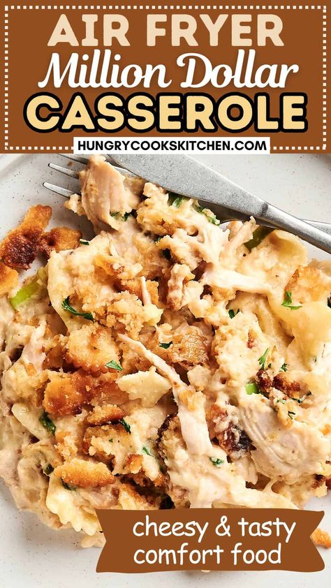 Hosting a holiday dinner or family gathering? This Air Fryer Million Dollar Chicken Casserole is the dish you need! Creamy, cheesy, and absolutely indulgent, it's the perfect centerpiece for any meal. Get the recipe today! Air Fryer Chicken Casserole Recipes, Million Dollar Casserole, Million Dollar Chicken Casserole, Weeknight Casseroles, Million Dollar Chicken, New Air Fryer Recipes, Creamy Chicken Pasta, Air Fry Recipes, Fry Recipes