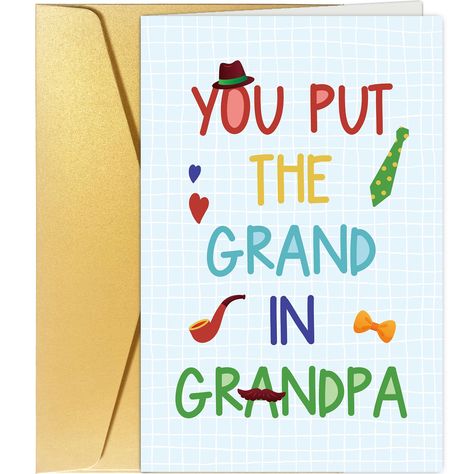 PRICES MAY VARY. Card Size (Folded): 20.5cm x 13.5cm / 8" x 5.3". Packaged in a cello sleeve and comes with a matching golden envelope. A sweet fathers day card for a grandfather that says, “You put the grand in grandad!” If you’re looking for a card for your child/ten to give to their grandad for his birthday or fathers day, this is perfect - there is space inside for them to write a message and even do a drawing. Thank you for taking the time to read this listing. Diy Birthday Card For Grandfather, Birthday Cards For Grandfather, Birthday Card Ideas For Grandfather, Happy Birthday Grandpa Card, Happy Fathers Day Grandpa, Birthday Card For Grandpa, Papa Birthday Card, Grandad Birthday Card, Card For Grandpa