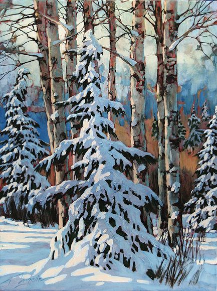 Winter Scene Paintings, Winter Landscape Painting, Painting Snow, Winter Watercolor, Winter Painting, Commercial Art, Canadian Art, Calgary Alberta, Winter Trees