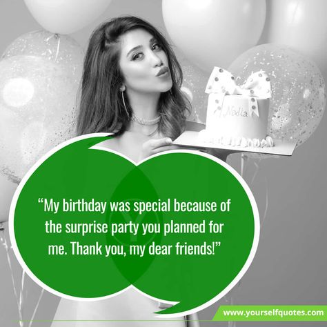 Thank You Messages for Birthday Surprise are filled with lots of love and excitement as the name itself says Surprise! When someone surprises you with... , Inspiring Thank You Sayings, Messages for Birthday Surprise , https://www.yourselfquotes.com/thank-you-messages-for-birthday-surprise/ Birthday Surprises For Friends, Thank You Sayings, Messages For Birthday, Thanks For Birthday Wishes, Surprise Birthday Cake, Surprise Quotes, Surprise Birthday Gifts, Thank You Quotes, Thank You Messages