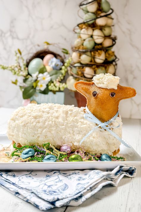 This Lemon Easter Lamb Cake is an easy, foolproof dessert traditionally served on German Easter tables and called Osterlamm. It's a moist and tender pound cake recipe baked in a festive mold. The lemon flavoring and rich buttery crumb taste like Easter in every bite! Pink Jelly Beans, Lamb Cake, Easter Lamb, Lemon Pound Cake, Vanilla Frosting, Pound Cake Recipes, Easter Cakes, Food Cakes, Easter Recipes