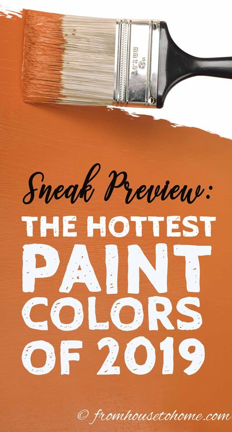 I love these 2019 paint color trends! It has the color of the year for all of the major paint companies, like Benjamin Moore, Sherwin Williams, Behr, PPG and Valspar #fromhousetohome #2019coloroftheyear #2019colortrends #color #2019trends #paintcolortrends #candopinners Kitchen Colors For Walls, Colors For Walls, Paint Color Trends, Interior Paint Colors Schemes, Office Paint, Paint Trends, Trending Paint Colors, Farmhouse Paint Colors, Popular Paint Colors