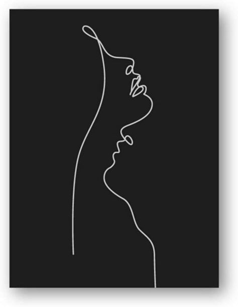 AmazonSmile: ASLKUYT Abstract Woman Face One Line Drawing Painting Black and White Minimalist Wall Art Picture Modern Poster Home Room Wall Decor-20x28 in No Frame: Posters & Prints Black White Pictures Art, Black White Frames On Wall, Frames For Room Wall Decor, Line Art Pictures, Black One Line Art, Black Wallpaper Decor Ideas, Minimalist Art Abstract Black White, Simple Art Black And White, Modern Painting Black And White