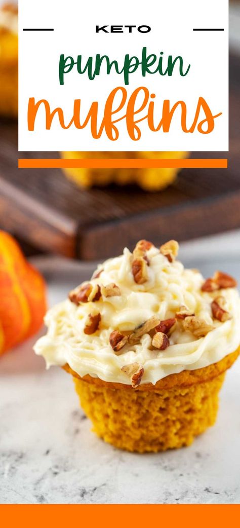 I love pumpkin, but even I was blown away by these Keto Pumpkin Muffins. Light and full of flavor, these low carb muffins deliver the best flavors of fall. Enjoy them as a nutritious breakfast or snack, or top with Keto Cream Cheese Frosting and call it dessert. Either way, this is one you will turn to again and again. Keto Thanksgiving Desserts, Keto Cream Cheese Frosting, Keto Pumpkin Muffins, Low Carb Pumpkin Muffins, Low Carb Muffin Recipes, Low Carb Pumpkin Recipes, Keto Breakfast Muffins, Keto Cream Cheese, Keto Muffins