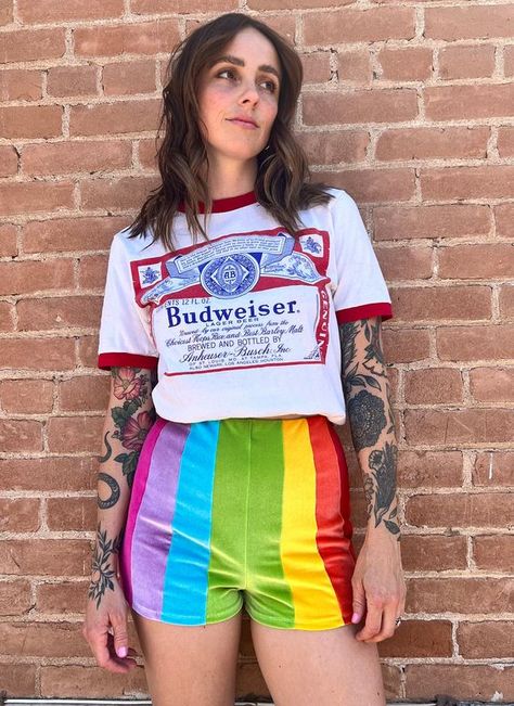 Great purchase light restful sporty. Well packaged and arrived in a short time. Very satisfied Edgy Concert Outfit, Parade Outfit, Bright Colored Outfits, Usa Pride, Rainbow Outfit, Pride Outfit, Pride Parade, Hot Shorts, Young Fashion