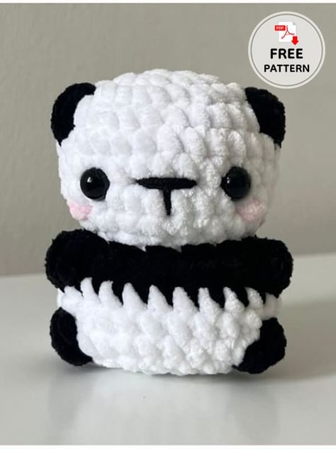 No Sew Crochet Panda Free Amigurumi PDF Pattern Free Panda Amigurumi Pattern, Panda Pattern Crochet, Panda Bear Crochet Pattern Free, Free Crochet No Sew Pattern, Free Panda Crochet Pattern, Crochet Amigurumi No Sew, Crochet Panda Pattern Free Amigurumi, Free No Sew Amigurumi Pattern, Crochet No Sew Amigurumi Free Pattern