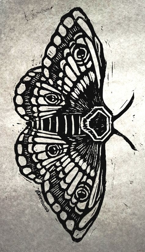 Print Making Drawing, Etching Ideas Prints, Moth Wing Design, Print Press Art, Dragonfly Lino Print, Pencil Butterfly Drawings, Linocut Print Tattoo, Black And White Linocut, Luna Moth Linocut