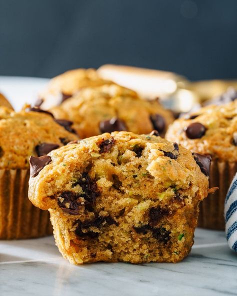 Healthy Chocolate Chip Zucchini Muffins, Easy Zucchini Muffins, Chocolate Chip Zucchini Muffins, Zucchini Chocolate, Zucchini Chocolate Chip Muffins, Chocolate Chip Zucchini Bread, Zucchini Muffin Recipes, Recipe Bread, A Couple Cooks