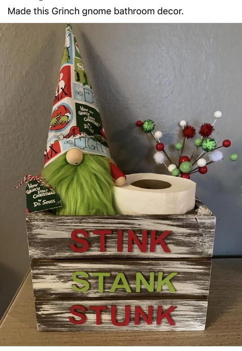 Gnome Bathroom, Grinch Bathroom, Wooden Grinch, Grinch Gnome, Grinch Crafts, Grinch Decorations, Grinch Christmas Party, Nutcracker Christmas Decorations, Christmas Ideas Gifts