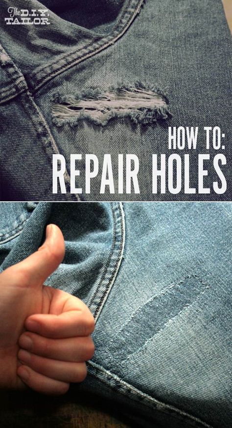 DIY Hacks for Ruined Clothes. Awesome Ideas, Tips and Tricks for Repairing Clothes and Removing Stains in Clothing | An Easy Way to Fix Holes in Your Jeans and Other Garments | http://diyjoy.com/diy-hacks-for-fixing-ruined-clothes Ruined Clothes, Diy Hanging Shelves, Wine Bottle Diy Crafts, Repair Clothes, Floating Shelves Diy, Wine Bottle Diy, Creation Couture, Wine Bottle Crafts, Mason Jar Diy