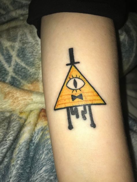 Tattoo Ideas For Your First Tattoo, Bill Cipher Tattoo Ideas, Bill Cypher Tattoo Ideas, Bill Cipher Tattoo, Gravity Falls Tattoo Ideas, Show Tattoo Ideas, Tattoo Bills, Bill Tattoo, Bill Cypher