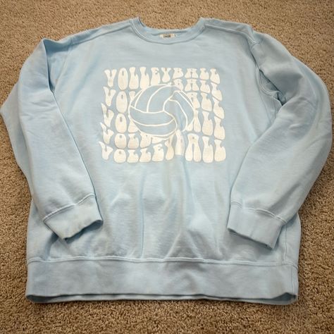 Nwot Light Blue Comfort Colors Volleyball Sweatshirt Size M Volleyball Apparel, Volleyball Hoodies, Volleyball Hoodie Design, Volleyball Warm Up Shirts, Volleyball Crewneck Sweatshirt, Volleyball Hoodie, Volleyball Sweatshirts, Volleyball Outfits, Volleyball