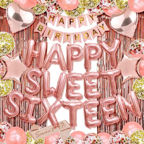 PRICES MAY VARY. Perfect Party Decor: Elevate your Sweet 16 celebration with our exquisite "Happy Sweet Sixteen" balloons. These vibrant sweet 16 party decorations are ideal for any 16th birthday party, creating an unforgettable ambiance for your special day. Perfect for girls' sweet 16 parties, these 16th birthday decorations for girls are sure to impress your guests! Premium Quality: Crafted from high-quality, durable materials, our happy sweet sixteen party decorations are designed to last th Happy Sweet 16th Birthday Girl, Sweet Sixteen Balloons, Sweet 16 Party Decor, Sweet 16 Banner, 16 Party Decorations, Sweet Sixteen Decorations, Happy Sweet 16, Sweet Sixteen Party, Sweet 16 Party Decorations