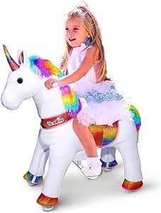 WondeRides Ride on Unicorn Toys for Girls Rocking Horse Riding Horse Toy Rainbow Small Size 3 for Age 3-5 (30.1 inch Height) Plush Animal Giddy up Ride on Pony Toys with Wheels Outdoor and Indoor. Horse Toys For Girls, Rocking Horse Toy, Horse Reining, Homemade Cat Toys, Plush Horse, Walking Horse, Riding Horse, Unicorn Horse, Unicorn Toys