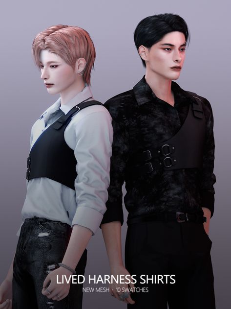 LIVED Harness Shirts | RONA_SIMS on Patreon Sims 4 Cc Shirts Men, Sims4 Cc Patreon, Goth Male, Sims 4 Men Clothing, Sims 4 Male Clothes, Cc Patreon, Magic Clothes, Baby Cosplay, Vampire Clothes