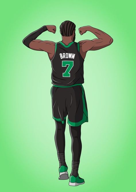 Boston Celtics Art, Basketball Graphic Design, Nba Illustration, Brown Illustration, Graphic Design Drawing, Boston Basketball, Boston Celtics Basketball, Celtics Basketball, Celtic Green